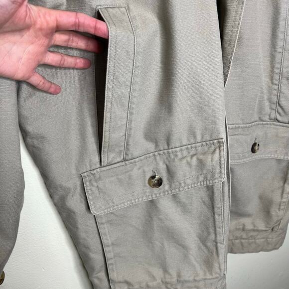 GH Bass Barn Chore Jacket Large Mens Quilted Canvas Leather Collar Outdoor Coat - Picture 7 of 12